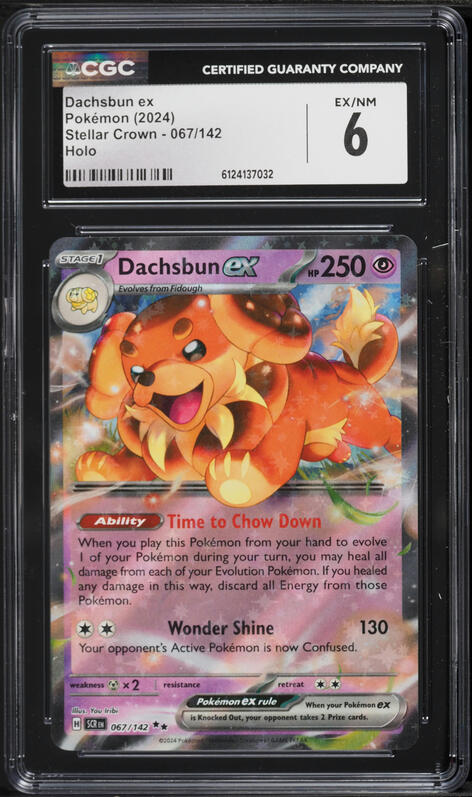 2024 Pokemon Scarlet & Violet Stellar Crown Dachsbun ex #67 CGC 6 EXMT