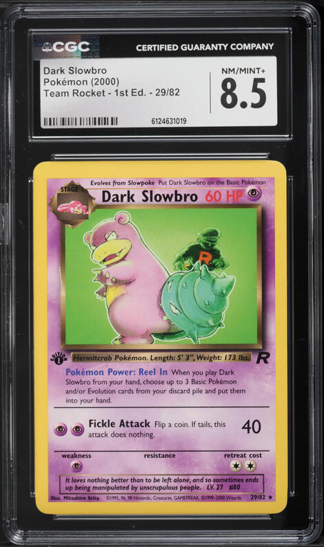 2000 Pokemon Team Rocket 1st Edition Dark Slowbro #29 CGC 8.5 NM-MT+
