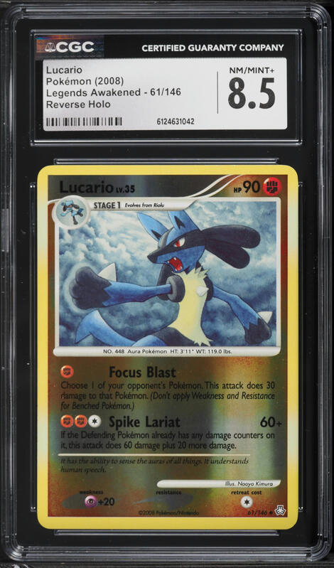 2008 Pokemon Diamond & Pearl Legends Awakened Reverse Holo Lucario #61 CGC 8.5 NM-MT+