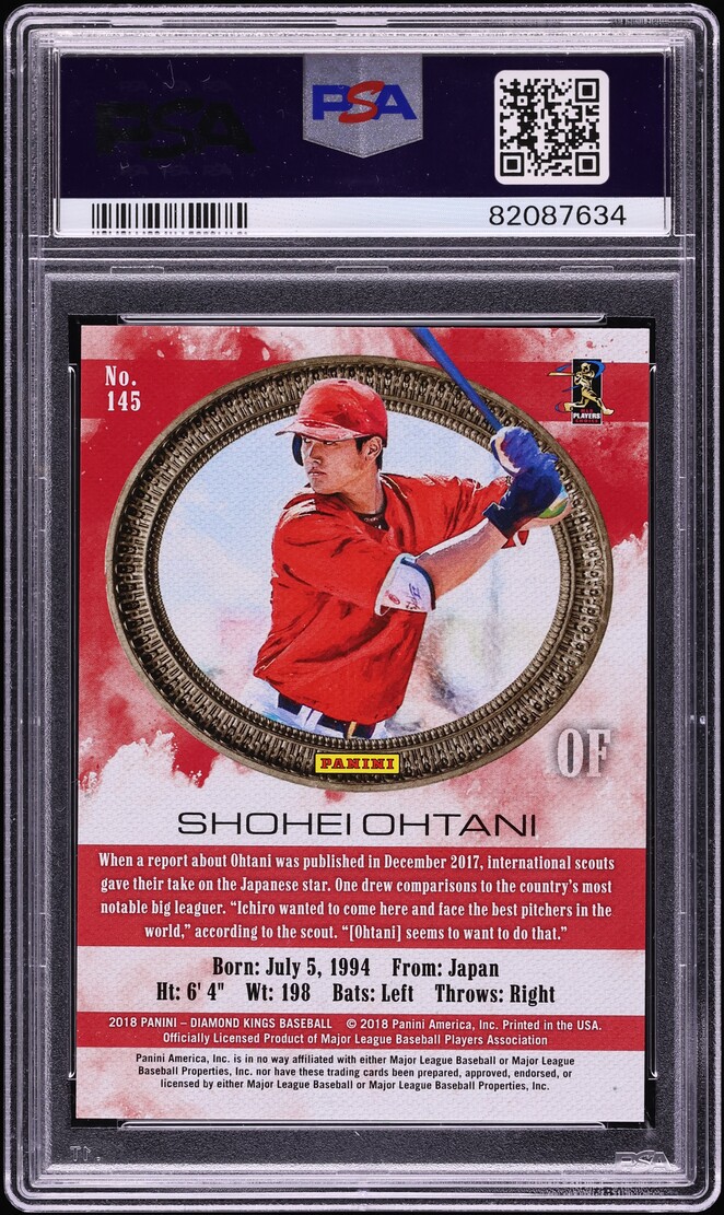 2018 Panini Diamond Kings Grey Frame Shohei Ohtani ROOKIE /99 #145 PSA 10 GEM MINT