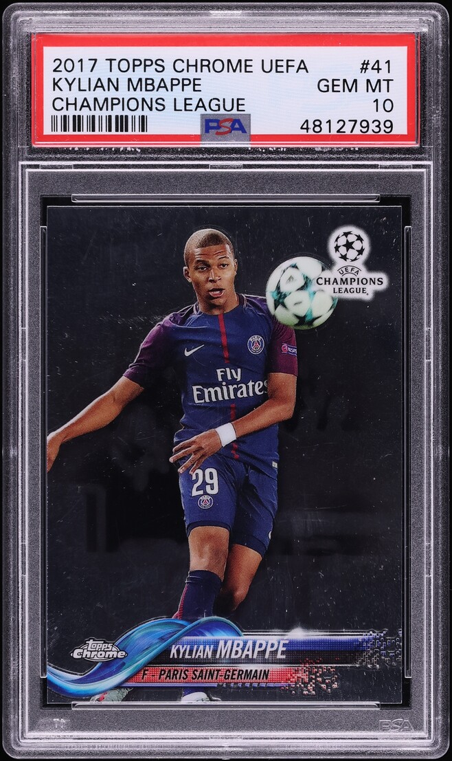 2017 Topps Chrome UEFA Champions League Kylian Mbappe ROOKIE #41 PSA 10 GEM MINT