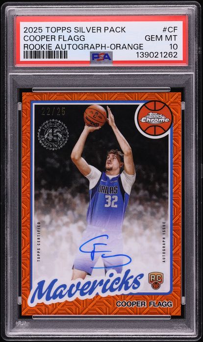 2025 Topps Chrome Silver Pack '80 Orange Cooper Flagg ROOKIE AUTO /25 #80CR2-CF PSA 10 GEM MINT