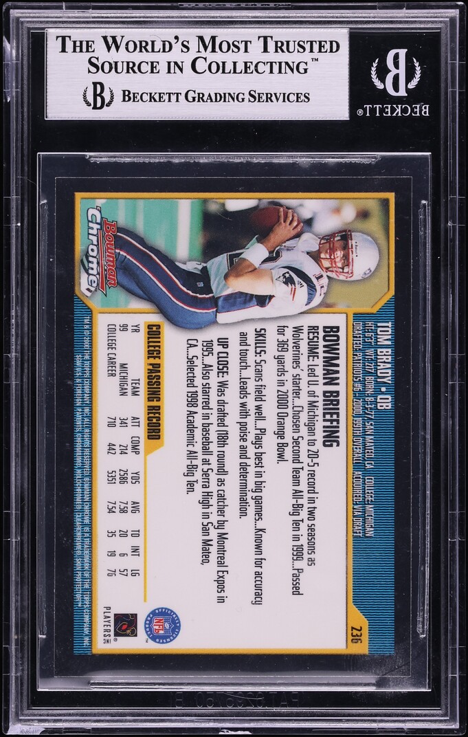 2000 Bowman Chrome Tom Brady ROOKIE #236 BGS 9 MINT