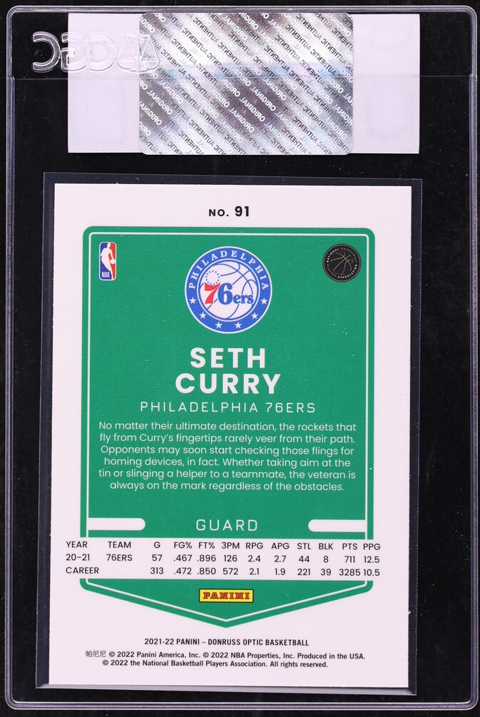 2021 Donruss Optic Seth Curry #91 CGC AUTH