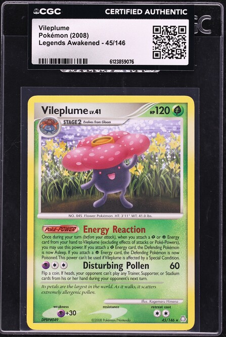 2008 Pokemon Legends Awakened Vileplume #45 CGC AUTH