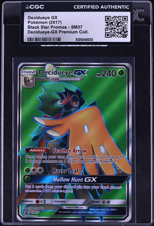 2017 Pokemon Sun & Moon Promo Premium Full Art Decidueye GX #SM37 CGC AUTH