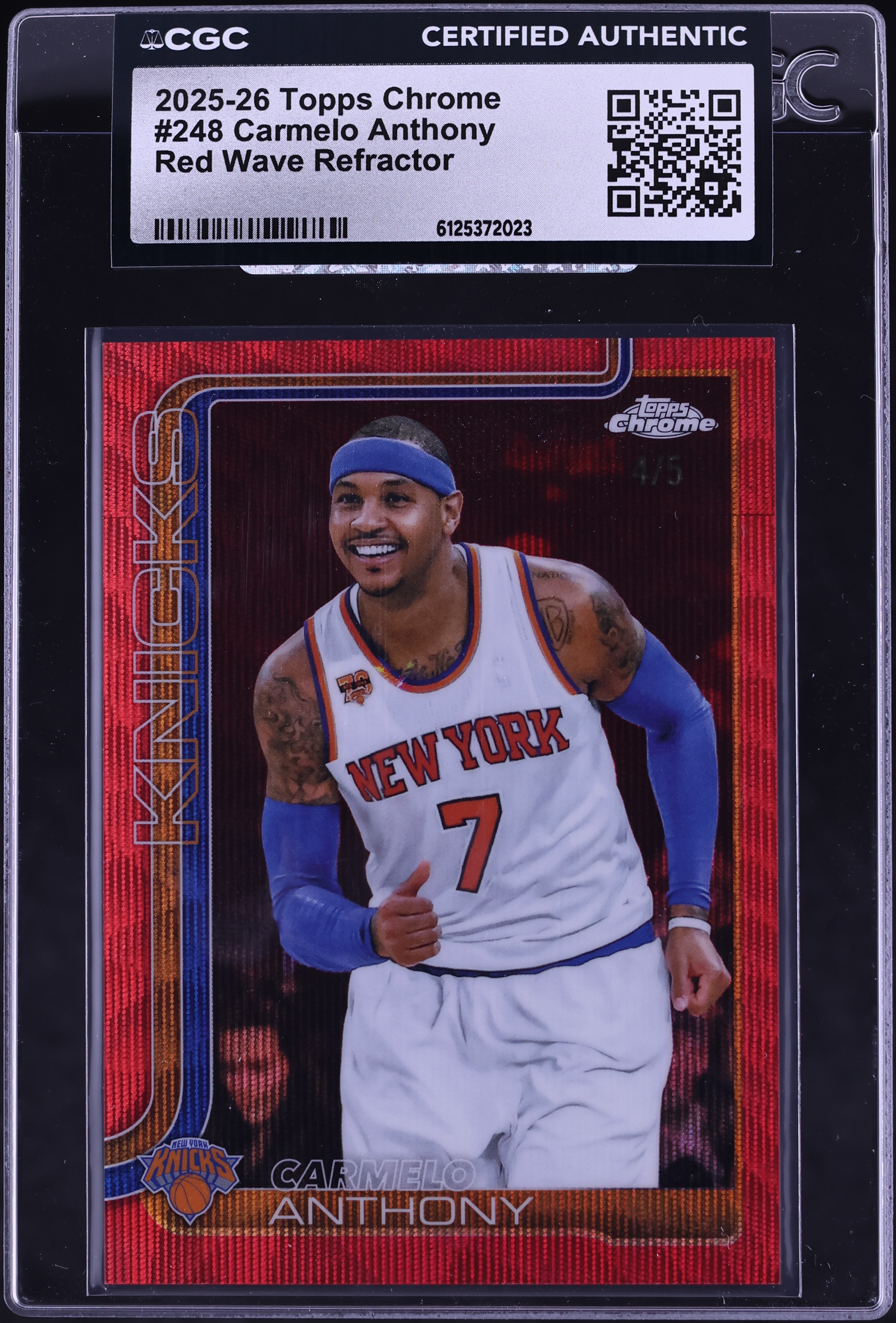 2025 Topps Chrome Red Wave Refractor Carmelo Anthony /5 #248 CGC