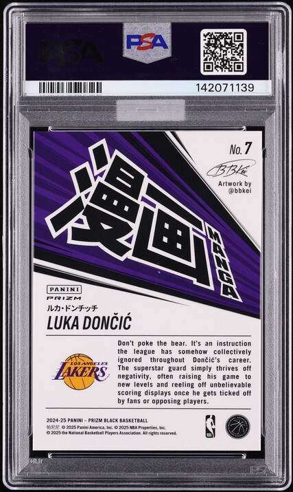 2024 Panini Prizm Black Manga Luka Doncic #7 MBA PSA 10 GEM MINT
