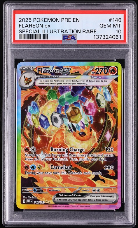2025 Pokemon Scarlet & Violet Prismatic Evolutions SIR Flareon ex #146 PSA 10 GEM MINT