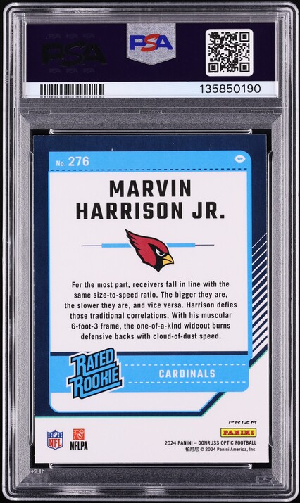 2024 Donruss Optic One Hundred Marvin Harrison Jr. ROOKIE #276 PSA 9 MINT