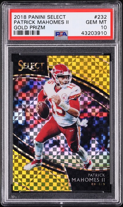 2018 Select Field Level Gold Prizm Patrick Mahomes II /10 #232 PSA 10 GEM MINT