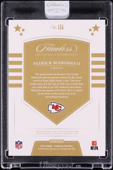 2018 Panini Flawless Red White & Blue Gem Patrick Mahomes II 1/1 #154