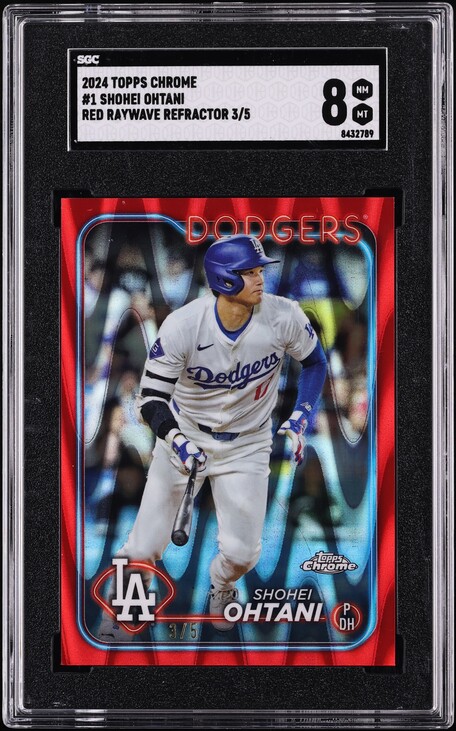 2024 Topps Chrome Red Raywave Refractor Shohei Ohtani /5 #1 SGC 8 NM-MT