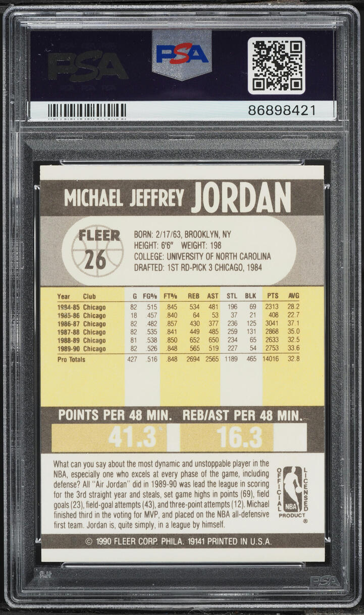 1990 Fleer Basketball Michael Jordan #26 PSA 10 GEM MINT