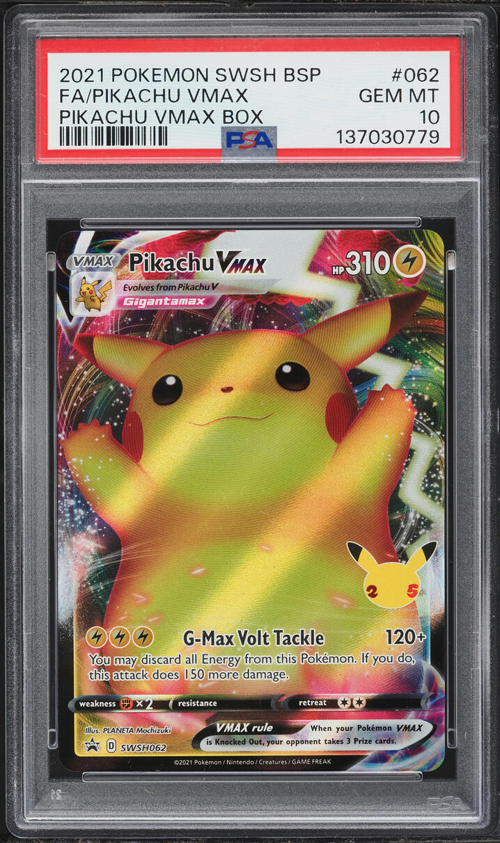 2021 Pokemon Sword & Shield Promo Celebrations Full Art Pikachu VMAX #62 PSA 10 GEM MINT