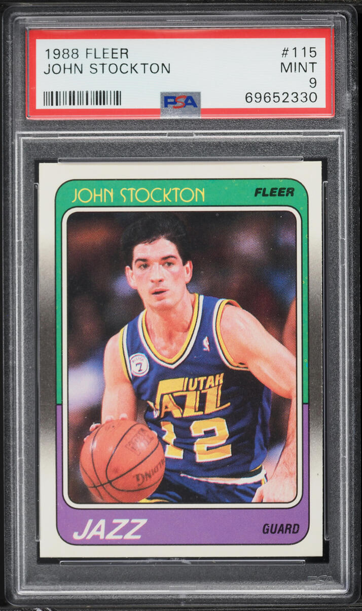 1988 Fleer Basketball John Stockton #115 PSA 9 MINT