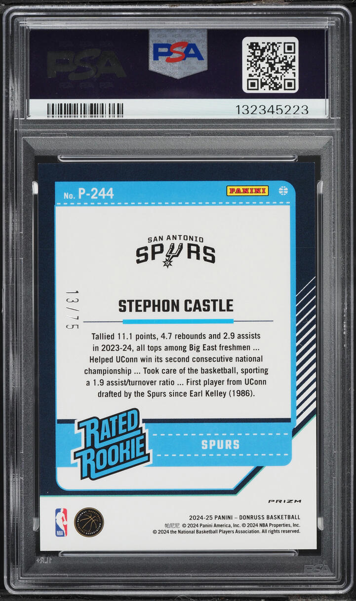 2024 Donruss Optic Preview Orange Stephon Castle ROOKIE /75 #244 PSA 10 GEM MINT