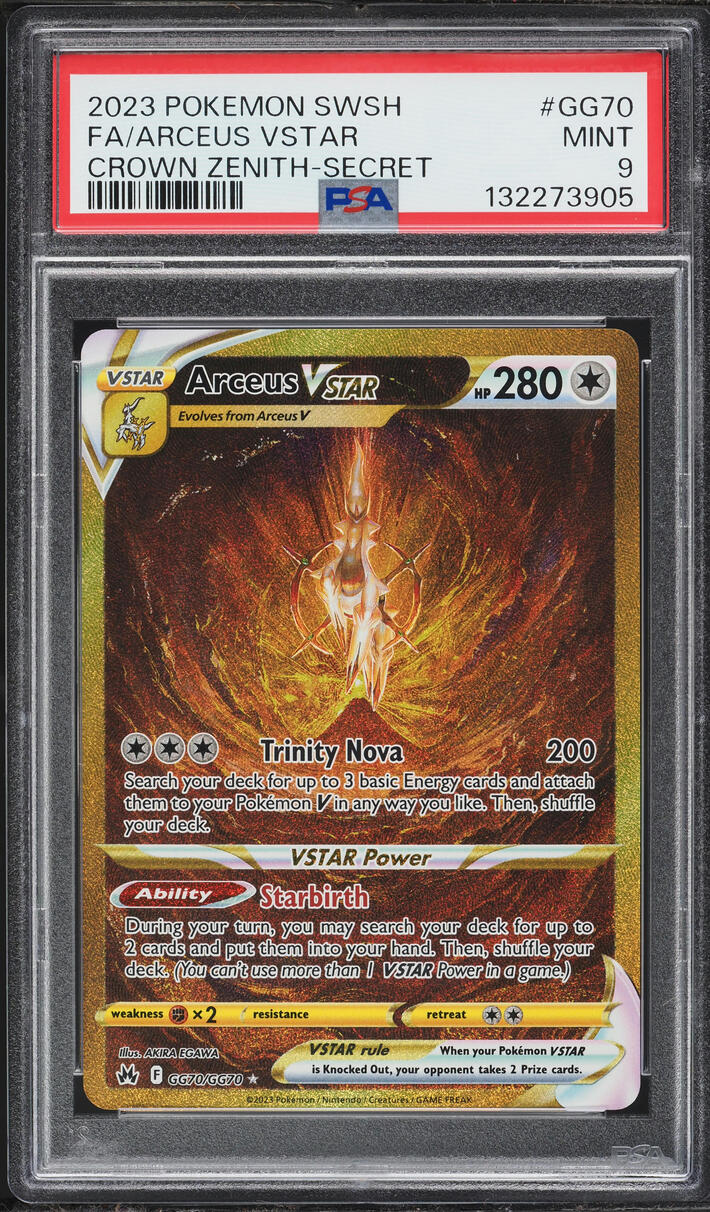 2023 Pokemon Sword & Shield Crown Zenith Gold Rare Arceus VSTAR #GG70 PSA 9 MINT