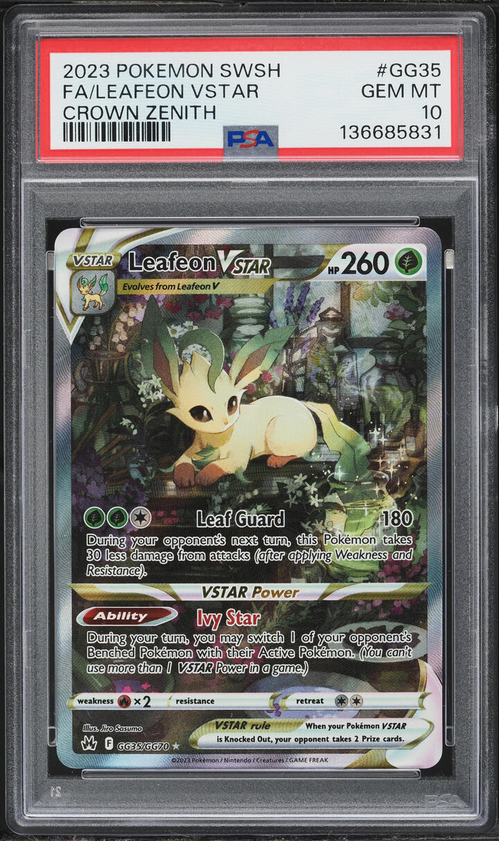 2023 Pokemon Sword & Shield Crown Zenith Full Art Leafeon VSTAR #GG35 PSA 10 GEM MINT