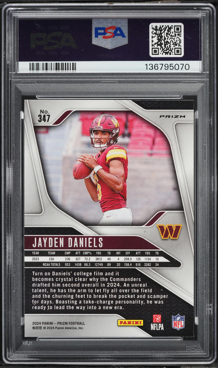 2024 Panini Prizm Silver Jayden Daniels ROOKIE #347 PSA 10 GEM MINT
