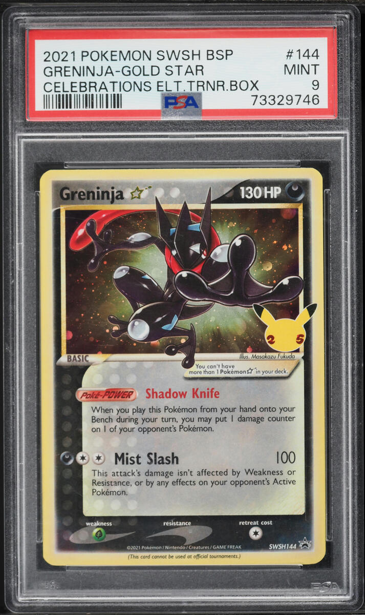 2021 Pokemon Sword & Shield Promo Celebrations ETB Holo Greninja Gold Star #144 PSA 9 MINT