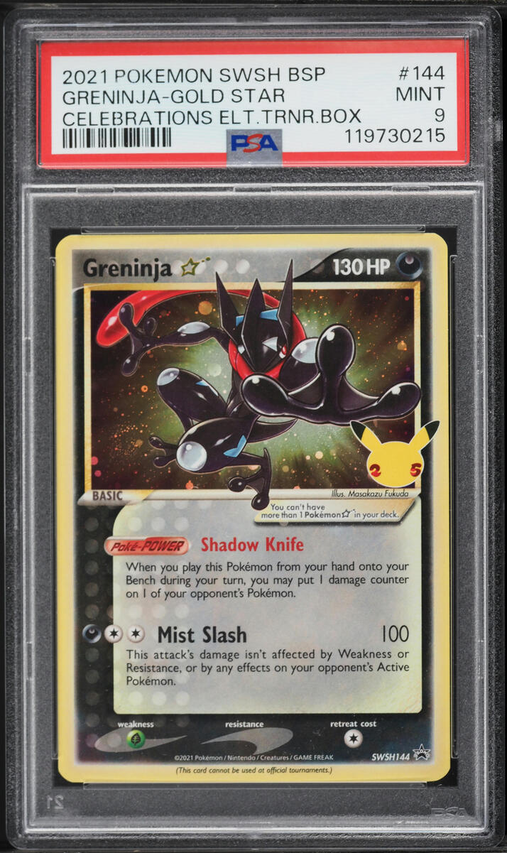 2021 Pokemon Sword & Shield Promo Celebrations ETB Holo Greninja Gold Star #144 PSA 9 MINT