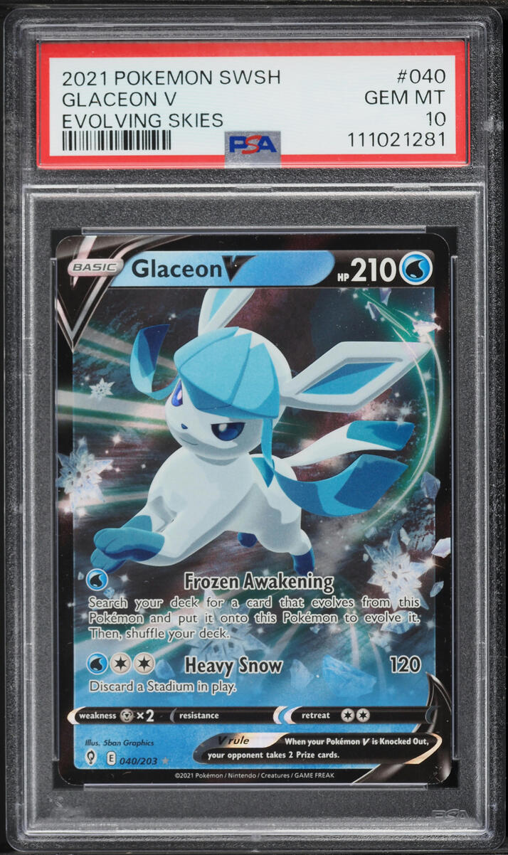 2021 Pokemon Sword & Shield Evolving Skies Holo Glaceon V #40 PSA 10 GEM MINT