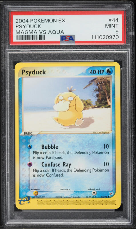 2004 Pokemon EX Team Magma Vs Aqua Psyduck #44 PSA 9 MINT on