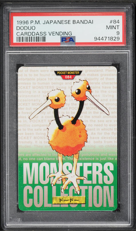 1996 Pokemon Japanese Bandai Carddass Vending Doduo #84 PSA 9 MINT