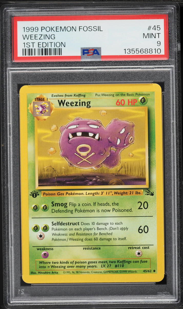 1999 Pokemon Fossil 1st Edition Weezing #45 PSA 9 MINT