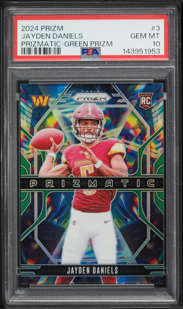 2024 Panini Prizm Prizmatic Green Jayden Daniels ROOKIE #3 PSA 10 GEM MINT