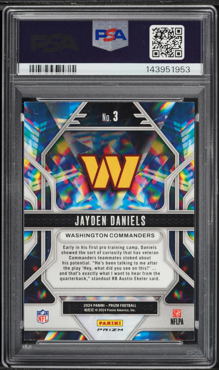 2024 Panini Prizm Prizmatic Green Jayden Daniels ROOKIE #3 PSA 10 GEM MINT