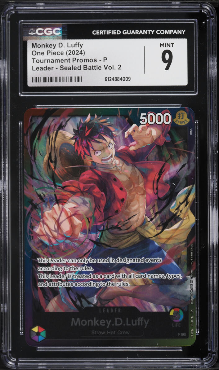2024 One Piece Tournament Promo Sealed Battle Vol 2 Leader Monkey D. Luffy #P CGC 9 MINT