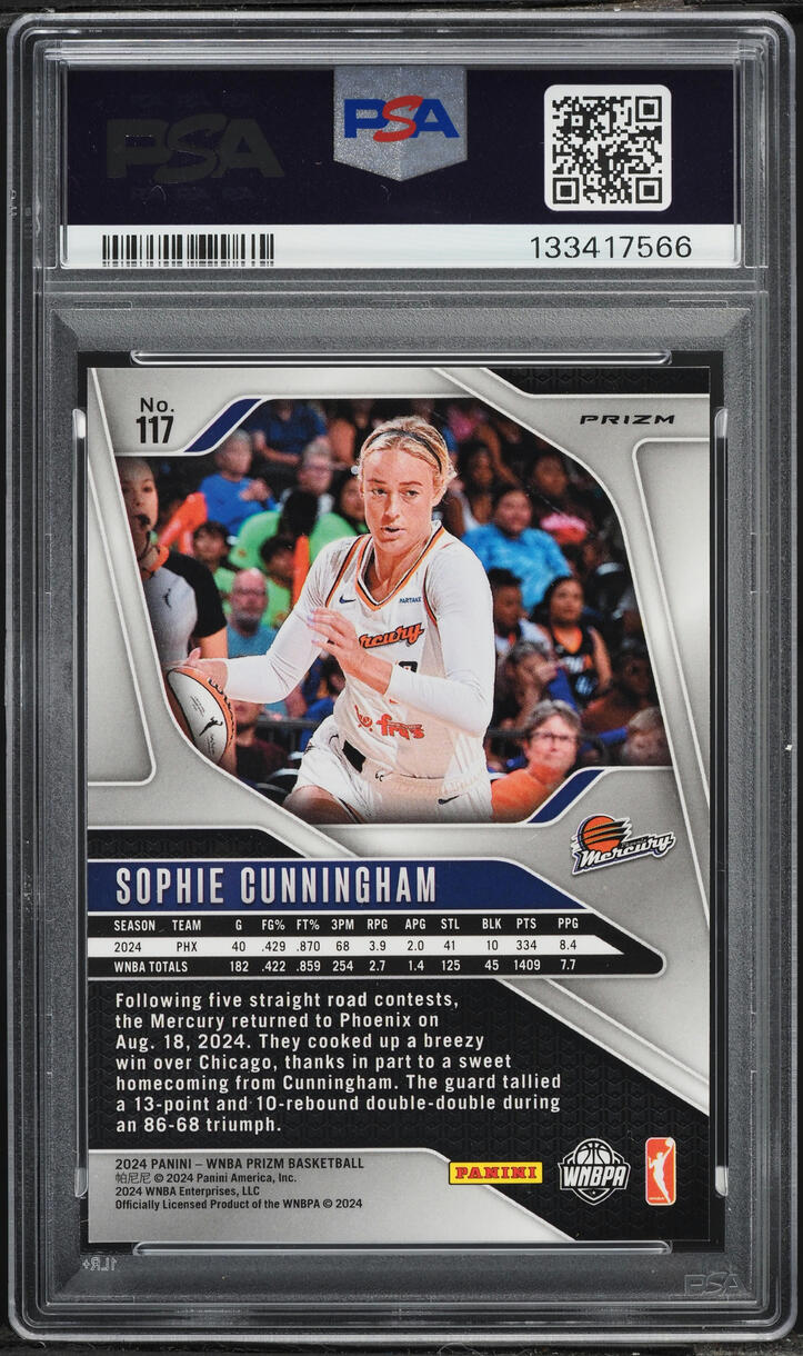 2024 Panini Prizm WNBA Orange Ice Sophie Cunningham #117 PSA 10 GEM MINT
