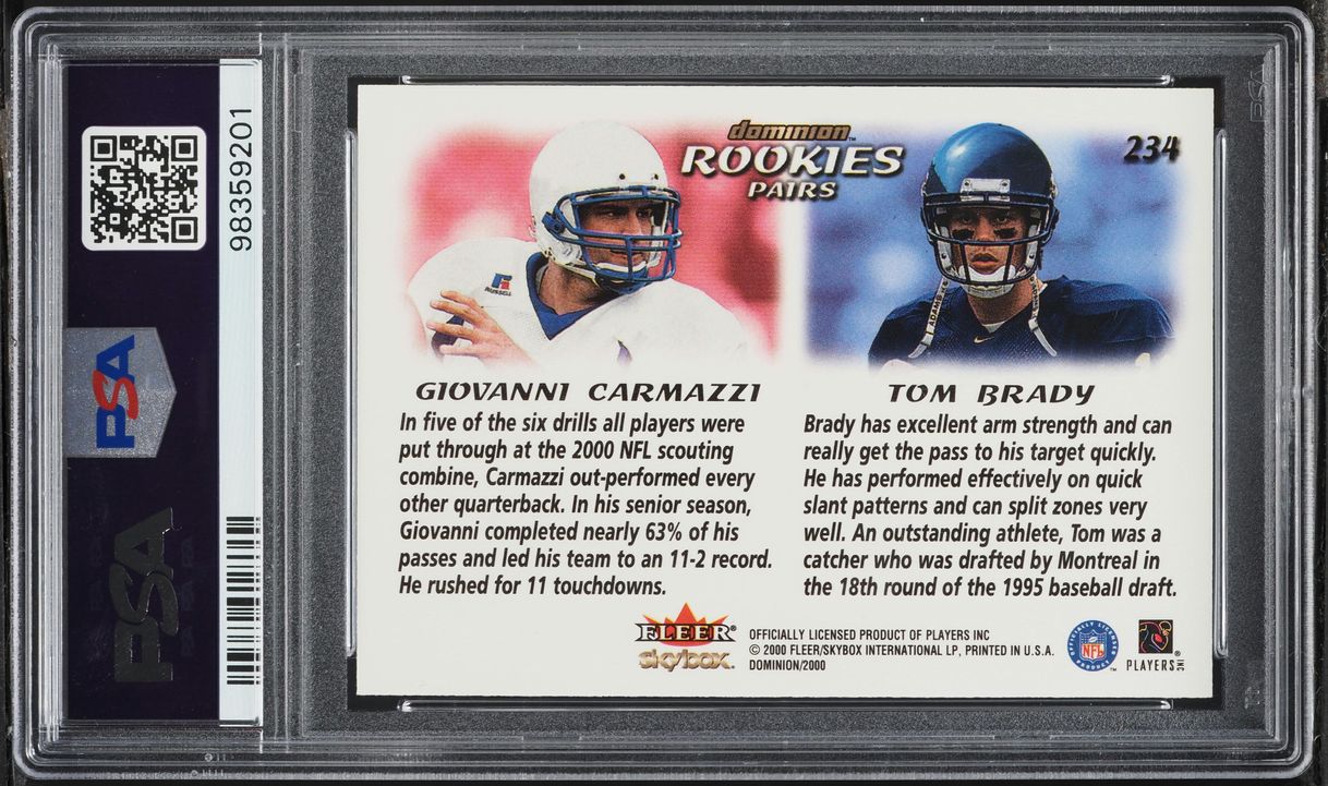 2000 Skybox Dominion Giovanni Carmazzi Tom Brady ROOKIE #234 PSA 10 GEM MINT