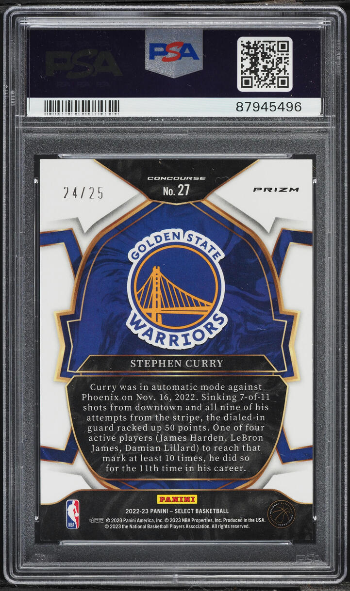 2022 Select Concourse Tie-Dye Prizm Stephen Curry /25 #27 PSA 10 GEM MINT