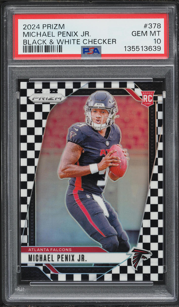 2024 Panini Prizm Black & White Checker Michael Penix Jr. ROOKIE #378 PSA 10 GEM MINT