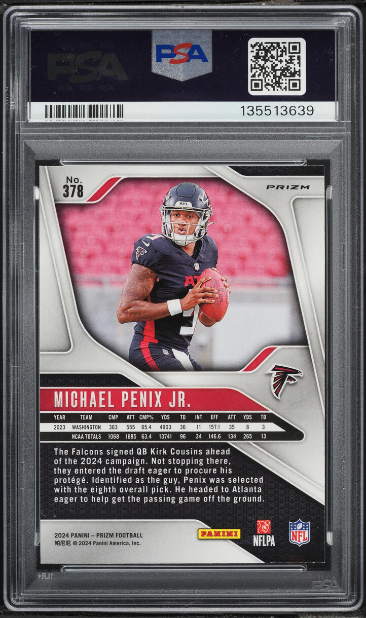 2024 Panini Prizm Black & White Checker Michael Penix Jr. ROOKIE #378 PSA 10 GEM MINT