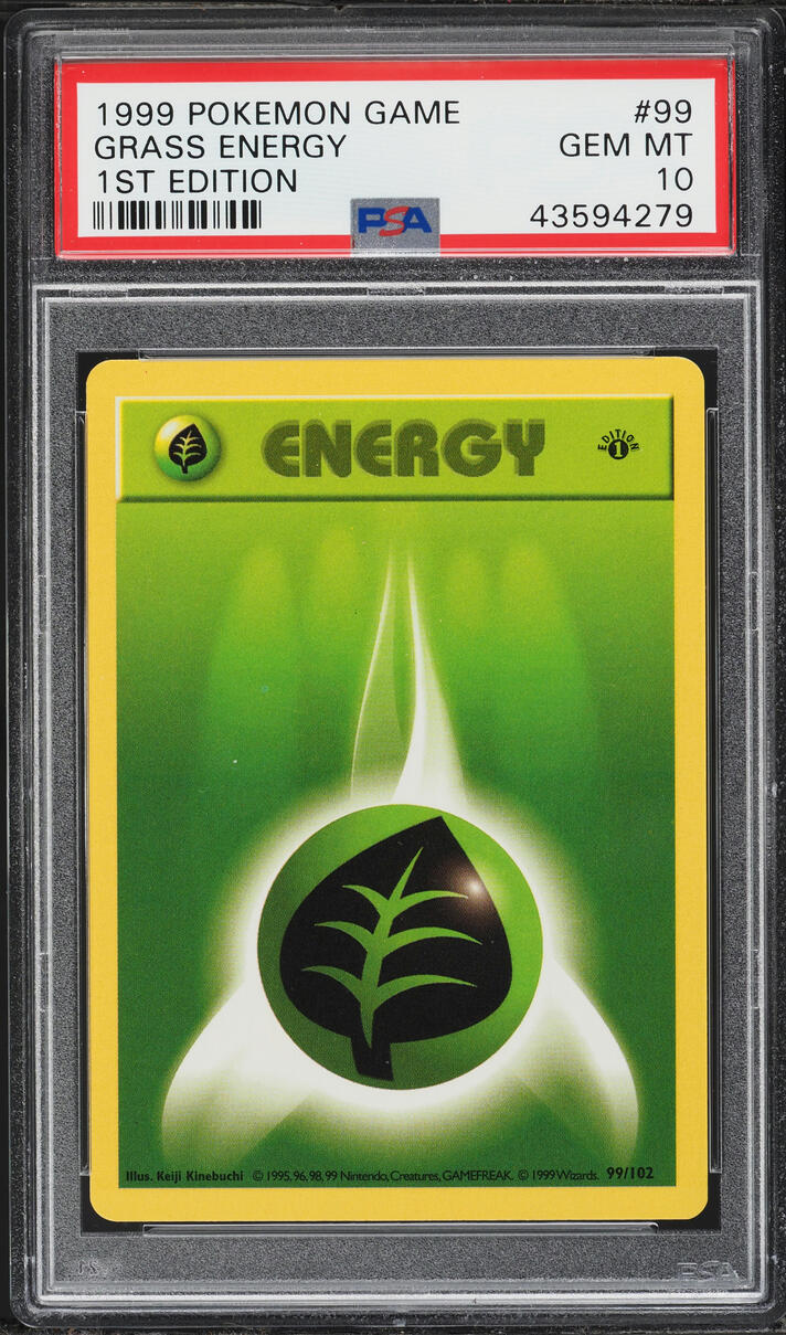 1999 Pokemon Base Set Shadowless 1st Edition Grass Energy #99 PSA 10 GEM MINT