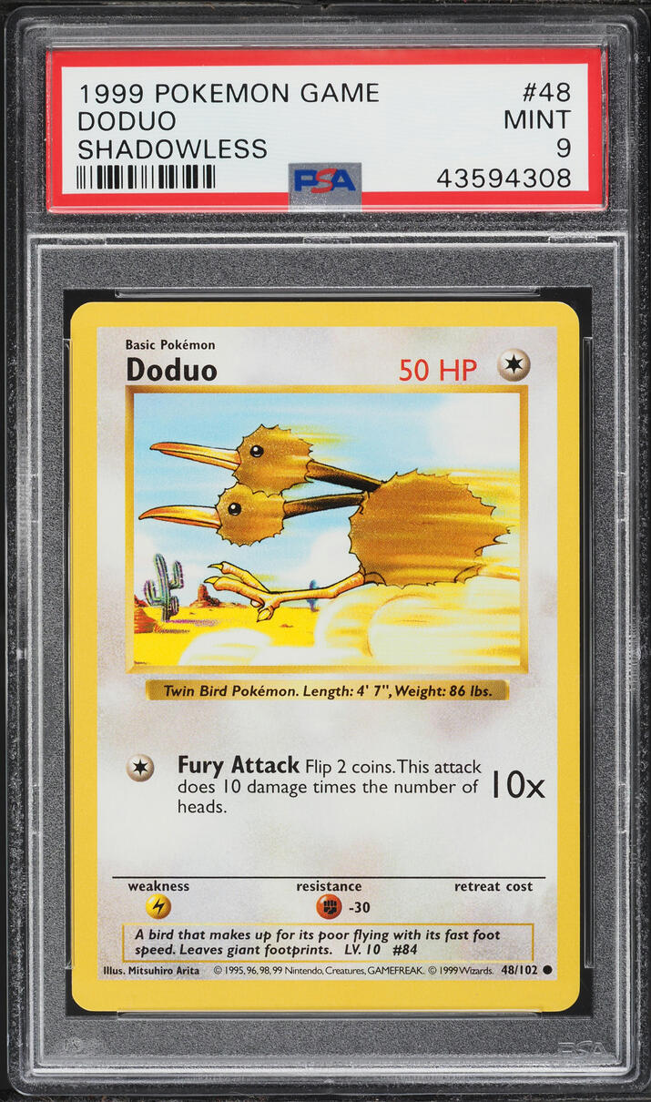1999 Pokemon Base Set Shadowless Doduo #48 PSA 9 MINT