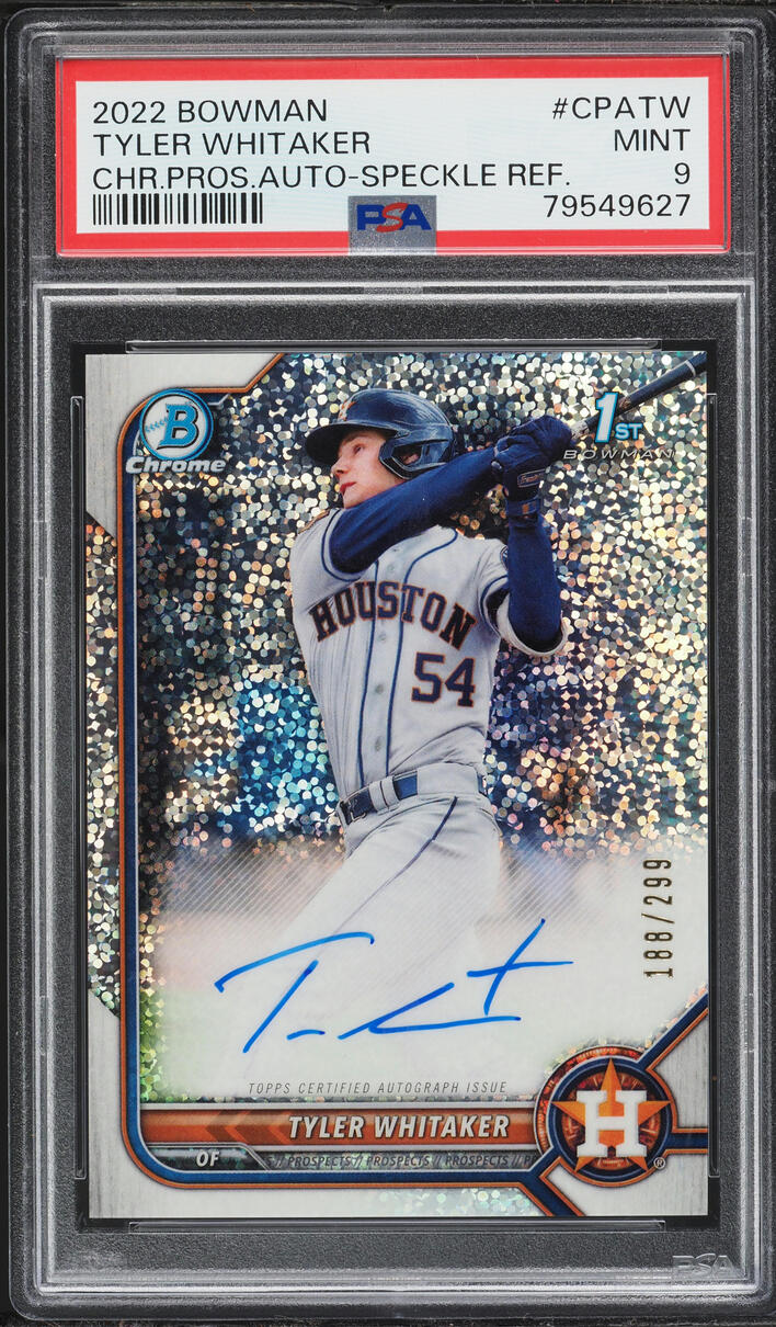 2022 Bowman Chrome Speckle Refractor Tyler Whitaker PROSPECT AUTO /299 #CPA-TW PSA 9 MINT