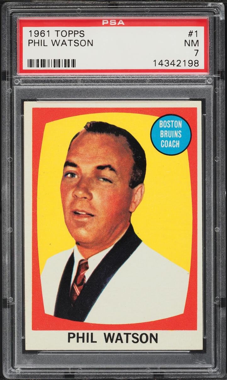 1961 Topps Hockey Phil Watson #1 PSA 7 NRMT