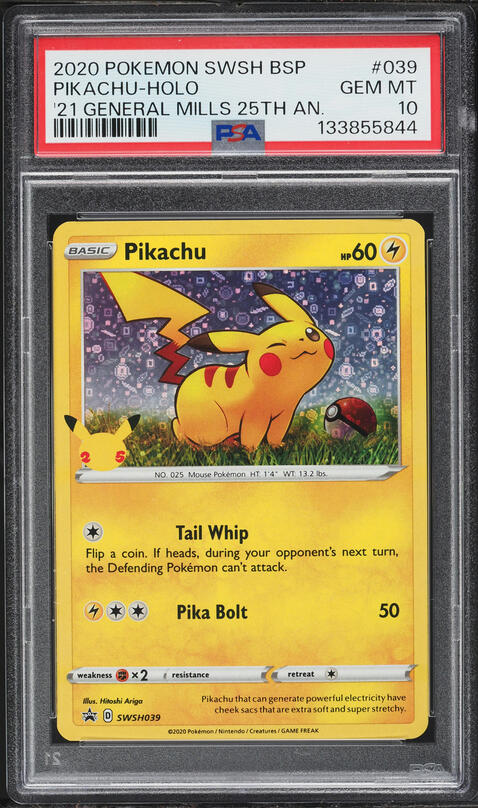 2020 Pokemon Sword & Shield Promo General Mills 25th Anniversary Holo Pikachu #SWSH039 PSA 8 on Fanatics Collect 2020 Pokemon Sword & Shield Promo General Mills 25th Anniversary Holo Pikachu #SWSH039 PSA 8 on Fanatics Collect