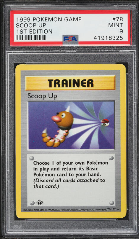 1999 Pokemon Base Set Shadowless 1st Edition Scoop Up #78 PSA 9 MINT