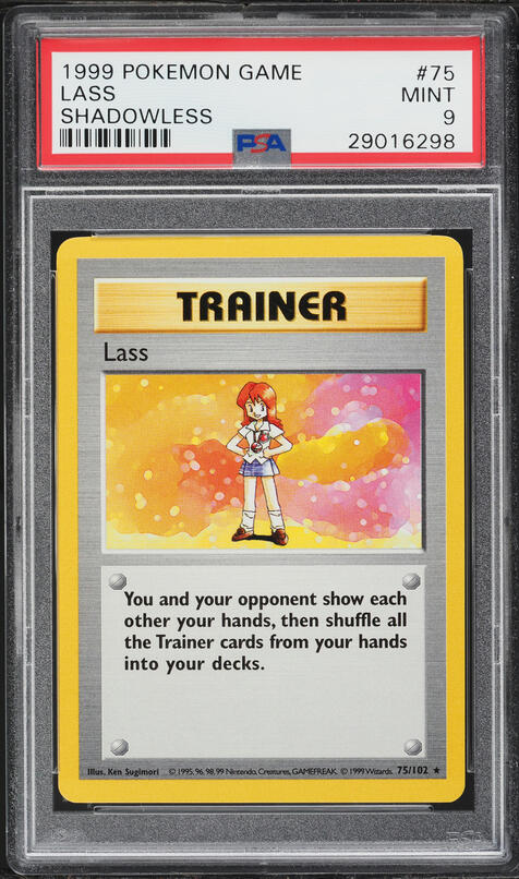 1999 Pokemon Base Set Shadowless Lass #75 PSA 9 MINT