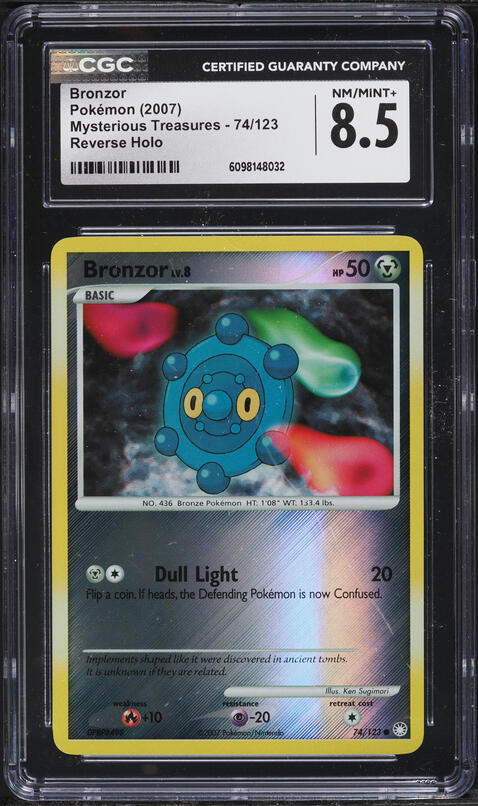 2007 Pokemon Diamond & Pearl Mysterious Treasures Reverse Holo Bronzor #74 CGC 8.5 NM-MT+