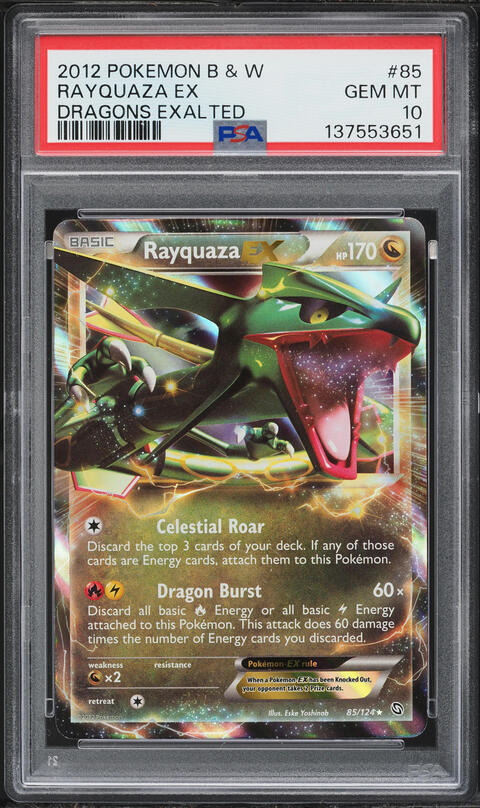 2012 Pokemon Black & White Dragons Exalted Holo Rayquaza EX #85 PSA 10 GEM MINT