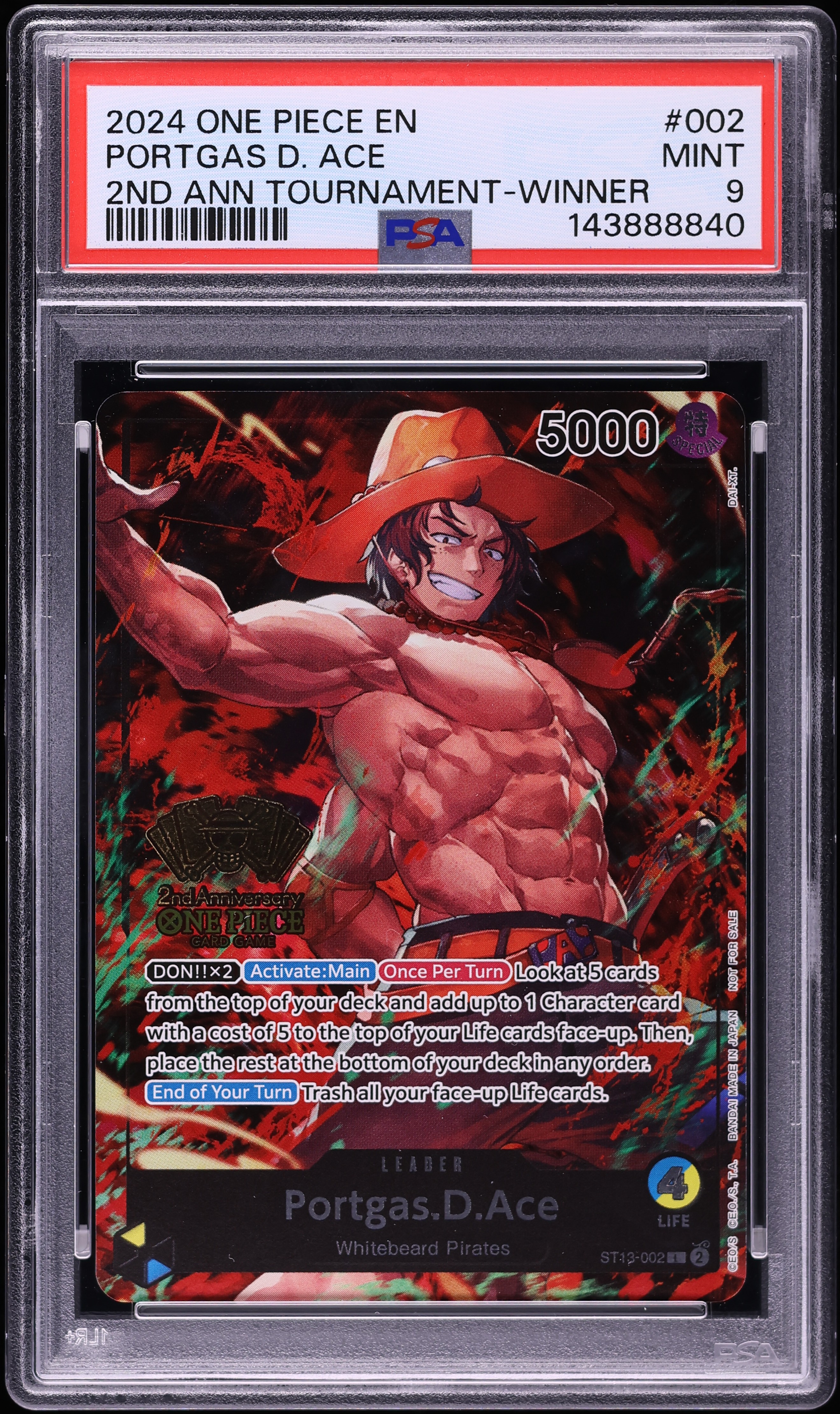 2024 One Piece Promo 2nd Anniversary Tournament Winner Portgas D