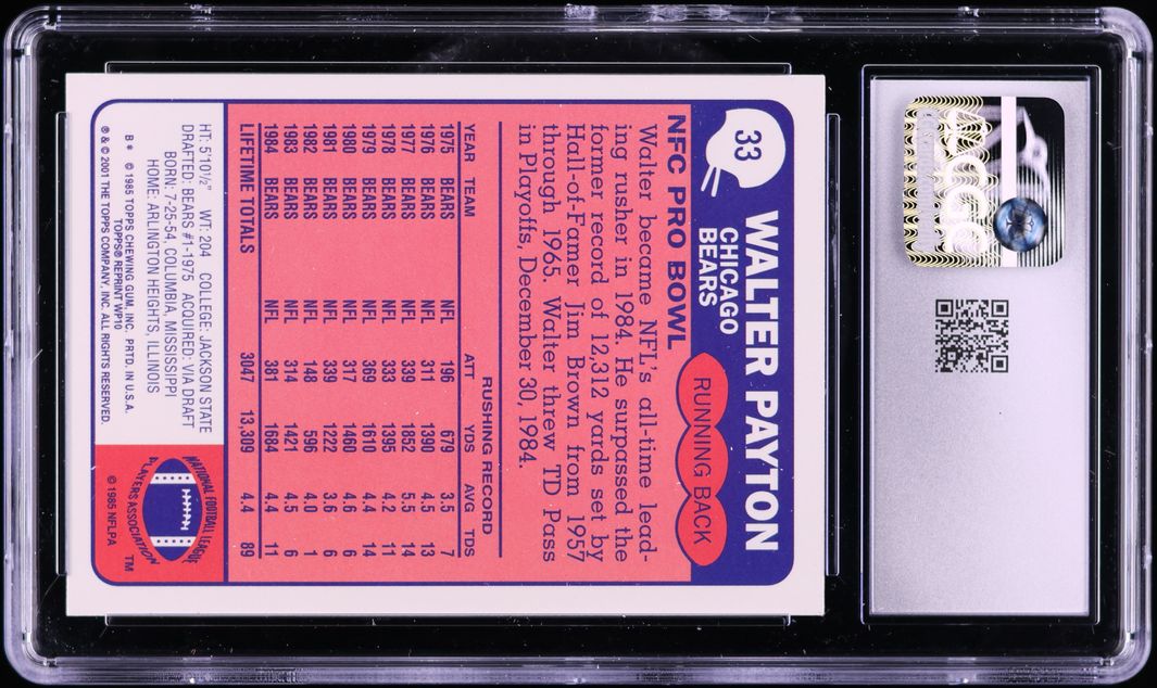 2001 Topps Reprints '85 Topps Walter Payton #WP10 CGC 9 MINT