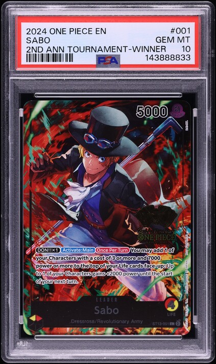S*)様 2024 ONE PIECE JP SABO #083 GEM MT 2024 One Piece Promo 2nd Anniversary Tournament Winner Sabo #ST13